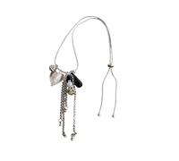 Whoasyst Gioielli in pietra di agata a forma di cuore di lunghezza personalizzabile con perle finte nappe smalto francese per le donne collana con ciondolo a cuore lunghezza personalizzabile, One Size