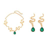 Whoasyst Orecchini a forma di serpente con ciondolo in pietre preziose e delicata catena a clavicola set accessori per le donne gioielli alla moda serpente, One Size, come descritto, come descritto