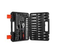 Whoasyst Portatile 1/4 "Drive Chiave A Cricchetto Strumento Set 53Pcs Metrico Accessori Con Custodia Per La Riparazione Auto E Kit Automobilistico Domestico