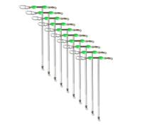 Whoasyst Set di 10 girelle da pesca in acciaio inox a 3 vie a forma di T con perline luminose per una maggiore attrazione a forma di T