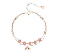 Whoasyst Whimsical Caviglia Ornamento Clinking Campane Fiore di Pesca Accessorio Caviglia Gioielli di Rame per Primavera Gioielli Floreali Piede