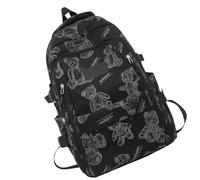 Whoasyst Zaino Estetico Elegante Stampa Orso Con Cinghie Regolabili Moda Grande Capacità Sacchetto di Scuola Per Adolescenti E Adulti Zaino Di Grande Capacità, Nero