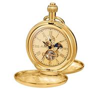 Whodoit Elegante orologio da taschino meccanico da uomo, con catena e scatola, MW156-oro, Meccanico