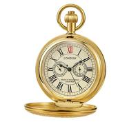 Whodoit Elegante orologio da taschino meccanico da uomo, con catena e scatola, MW159-oro