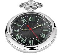 Whodoit Orologio da tasca al quarzo classico da uomo, movimento al quarzo con catena, per uomo, Cfj011roman-argento, Movimento al quarzo