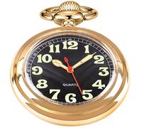 Whodoit Orologio da tasca al quarzo classico da uomo, movimento al quarzo con catena, per uomo, CFJ04-oro, Classico