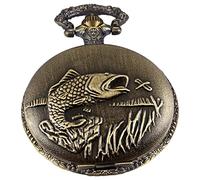 Whodoit Orologio da tasca al quarzo da uomo, con occhi verdi, cassa rotonda a forma di ciondolo, orologio da tasca, CF111, Retrò
