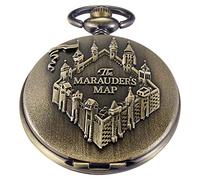 Whodoit Orologio da tasca al quarzo da uomo, con occhi verdi, cassa rotonda a forma di ciondolo, orologio da tasca, CF104, Retrò