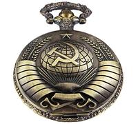 Whodoit Orologio da tasca al quarzo da uomo, con occhi verdi, cassa rotonda a forma di ciondolo, orologio da tasca, Q181, Retrò