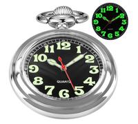 Whodoit Orologio da tasca classico da uomo scoperto, orologi da tasca con catena per gli uomini, CFJ02 - Argento, classico