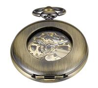Whodoit Orologio da tasca meccanico da uomo nero e bronzo, design con cassa speciale, orologi da tasca meccanici con scatola a catena per uomo, Mw123-us, Meccanico, a carica automatica
