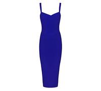 Whoinshop - Vestito aderente da donna, in rayon, con spalline al ginocchio, elastico e aderente Blu-1 M