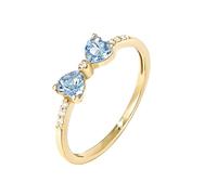 Whoiy 0,4 carati di acquamarina da donna, in oro giallo, a forma di cuore, per donne, 21 (19,4), metallo prezioso Gemma, Acquamarina