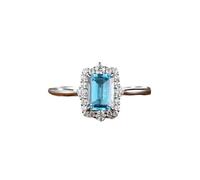 Whoiy 1 ct Topazio Anelli da donna in oro bianco, eleganti anelli di fidanzamento in vero oro per donne, 21 (19,4), metallo prezioso Gemma, Topazio