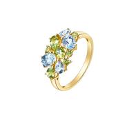 Whoiy Acquamarina, anelli da donna in oro giallo, eleganti fedi nuziali in vero oro per donne, 21 (19,4), metallo prezioso Gemma, Acquamarina