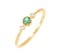 Whoiy Anelli da donna con smeraldo oro giallo, anelli di fidanzamento in vero oro trauring per donne, 21 (19,4), metallo prezioso Gemma, Smeraldo