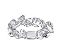 Whoiy Anelli da donna in argento sterling delicati per migliori amici, anelli rotondi per Natale/Capodanno, vestibilità comoda, J 1/2-T 1/2 argento/oro rosa/oro, Argento sterling, Zirconia cubica