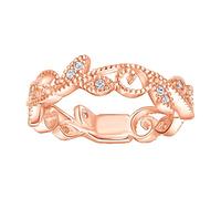 Whoiy Anelli da donna in argento sterling delicati per migliori amici, anelli rotondi per Natale/Capodanno, vestibilità comoda, J 1/2-T 1/2 argento/oro rosa/oro, Argento sterling, Zirconia cubica