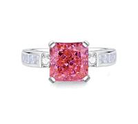 Whoiy Anelli da donna in oro bianco 3 ct senza pietra eleganti anelli di fidanzamento in vero oro bianco, 49 (15.6), metallo prezioso Gemma, Padparadja creata