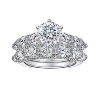 Whoiy Anelli dell'amicizia in argento Sterling S925, forma rotonda, gioielli per San Valentino, per donne e uomini, vestibilità comoda, J 1/2-T 1/2 oro bianco, Argento sterling, Zirconia cubica