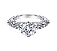 Whoiy Anelli dell'amicizia in argento Sterling S925, forma rotonda, gioielli per San Valentino, per donne e uomini, vestibilità comoda, J 1/2-T 1/2 oro bianco, Argento sterling, Zirconia cubica