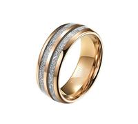 Whoiy Anelli di fidanzamento 6 mm/8 mm di larghezza, con incisione, anello da uomo, in carburo di tungsteno, meteoriti intarsiati, in argento/nero/oro rosa, da uomo, misura 52-67, 67 (21.3), Metallo