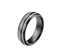 Whoiy Anelli di fidanzamento 6 mm/8 mm di larghezza, con incisione, anello da uomo, in carburo di tungsteno, meteoriti intarsiati, in argento/nero/oro rosa, da uomo, misura 52-67, 20 (19,1), Metallo