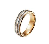 Whoiy Anelli di fidanzamento 6 mm/8 mm di larghezza, con incisione, anello da uomo, in carburo di tungsteno, meteoriti intarsiati, in argento/nero/oro rosa, da uomo, misura 52-67, 20 (19,1), Metallo