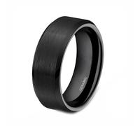 Whoiy Anelli di fidanzamento per coppie, 4 mm/6 mm/8 mm, colore nero, in ceramica, con incisione semplice, spazzolato, per partner, misura 49-72, 52 (16.6), Ceramica, Non pietra preziosa