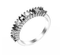 Whoiy Anelli di Fidanzamento Solitario Anelli Cocktail Quadrata Diamante Bianco Nero Anello Donna Argento Taglia 20