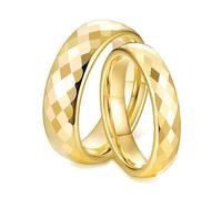 Whoiy Anelli in oro alla moda, 4 mm/6 mm, in tungsteno, lucidati, per coppia, con incisione, personalizzabili per lui e per lei, Damen 49 (15.6) & Herren 57 (18.1), Metallo non prezioso, Nessuna