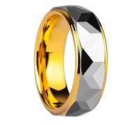 Whoiy Anelli per anniversario per lui, in tungsteno, 8 mm, in argento e oro, due tonalità, anello per anniversario, da uomo, misure da 9,5 a 28,5 e 38, N 1/2, Carburo di tungsteno, Non pietra preziosa