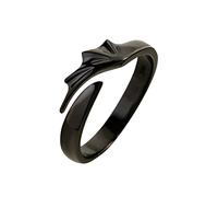Whoiy Anelli Regolabili Coppia, Anelli Coppia Fidanzati Ala d'Angelo Modello Nero Argento Sterling S925 Anello di Coppia Regalo di Compleanno