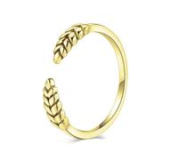 Whoiy Anello a fascia in argento 925, anello da donna aperto, anello di fidanzamento dorato, senza pietra per donne, Nessuna pietra preziosa