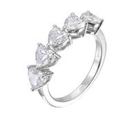 Whoiy Anello da donna 9 K/14 K/18 K, in oro bianco 375/585/750, con incisione a metà cuore, anello di fidanzamento con moissanite 0,5 ct D Color VVS1 per donne, 49 (15.6), metallo prezioso Gemma