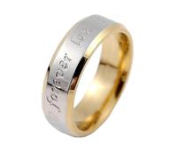 Whoiy Anello da donna in acciaio inox con nome inciso, Forever Love, anello di fidanzamento da 4 mm/6 mm di larghezza, argento e oro, senza pietra, per donne, misura 49-70, 14 (17,2), Metallo non