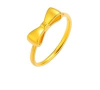 Whoiy Anello da donna in oro 999, in oro giallo 24 carati, con fiocco, senza pietra, misura 61 (19,4)