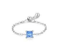 Whoiy Anello da donna in oro bianco acquamarina 0,4 ct, fedi nuziali regolabili da donna, in oro bianco, 16 (17,8), metallo prezioso Gemma, Acquamarina