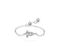 Whoiy Anello da donna in oro bianco, anello da matrimonio, in vero oro, regolabile con moissanite, 65 (20.7), metallo prezioso Gemma, Moissanite