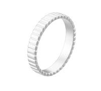 Whoiy Anello da donna in oro bianco, anello di fidanzamento in vero oro, 4 mm, senza pietra lucidata, per donne, 47 (15.0), metallo prezioso Gemma, Nessuna pietra preziosa