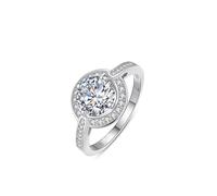 Whoiy Anello da donna in oro bianco con moissanite trauring Halo in vero oro