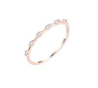 Whoiy Anello da donna in oro bianco, da 0,2 carati, per mezza eternità, in vero oro per donne, 21 (19,4), metallo prezioso Gemma, Diamante