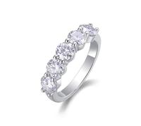 Whoiy Anello da donna in oro bianco e oro vero e proprio matrimonio, mezza eternità, con anello nuziale in oro moissanite, 18 (18,5), metallo prezioso Gemma, Moissanite