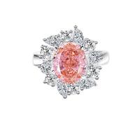 Whoiy Anello da donna in oro bianco, elegante, con padparadscha creati da 5 carati, anello da sposa in vero oro, grande, 18 (18,5), metallo prezioso Gemma, Padparadja creata