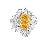 Whoiy Anello da donna in oro bianco, elegante con rubino da 7 carati, anello da sposa in vero oro, grande, 51 (16.2), metallo prezioso Gemma, Citrino