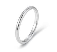 Whoiy Anello da donna in oro bianco senza pietra, fedi nuziali in vero oro lucidato, anello di fidanzamento dorato, semplice da donna, 65 (20.7), metallo prezioso Gemma, Nessuna pietra preziosa