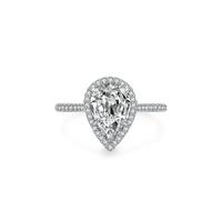 Whoiy Anello da donna in oro con moissanite 3 ct, anello nuziale a goccia, in oro bianco, 18 (18,5), metallo prezioso Gemma, Moissanite