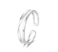 Whoiy Anello da donna in vero argento 925, anello di fidanzamento senza pietra, regolabile, per donne, Nessuna pietra preziosa
