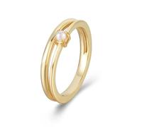 Whoiy Anello da donna, in vero oro, elegante, con perle, in oro giallo, 20 (19,1), metallo prezioso Gemma, Perla