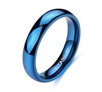 Whoiy Anello da uomo in titanio 4 mm, anello da uomo semplice, colore argento/nero/oro/blu/oro rosa, con incisione a cupola, gioielli alla moda, misura 48-69, 60 (19.1), Titanio, Non pietra preziosa